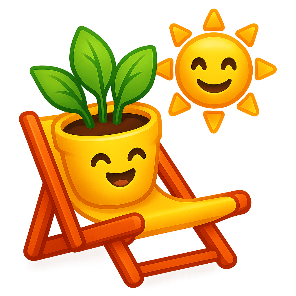 Una piantina che prende il sole sulla sdraio