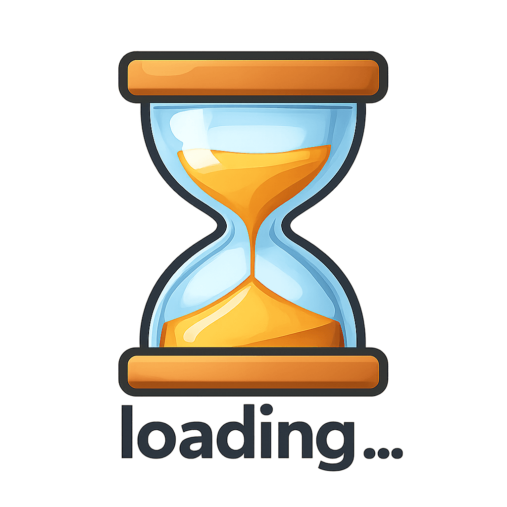 Emoji clessidra con scritto “loading…” come se fosse un meme sull’attesa infinita.